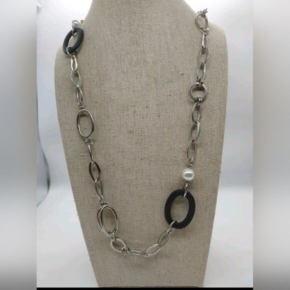 Vintage NY Brand Oval Link Necklace 34" Long - Picture 1 of 6